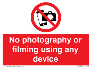 No photography or filming using any device